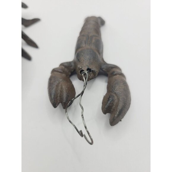 Vintage Cast Iron Lobster Crawfish Figurine Paperweight Nautical Decor Cajun Set - Picture 6 of 10